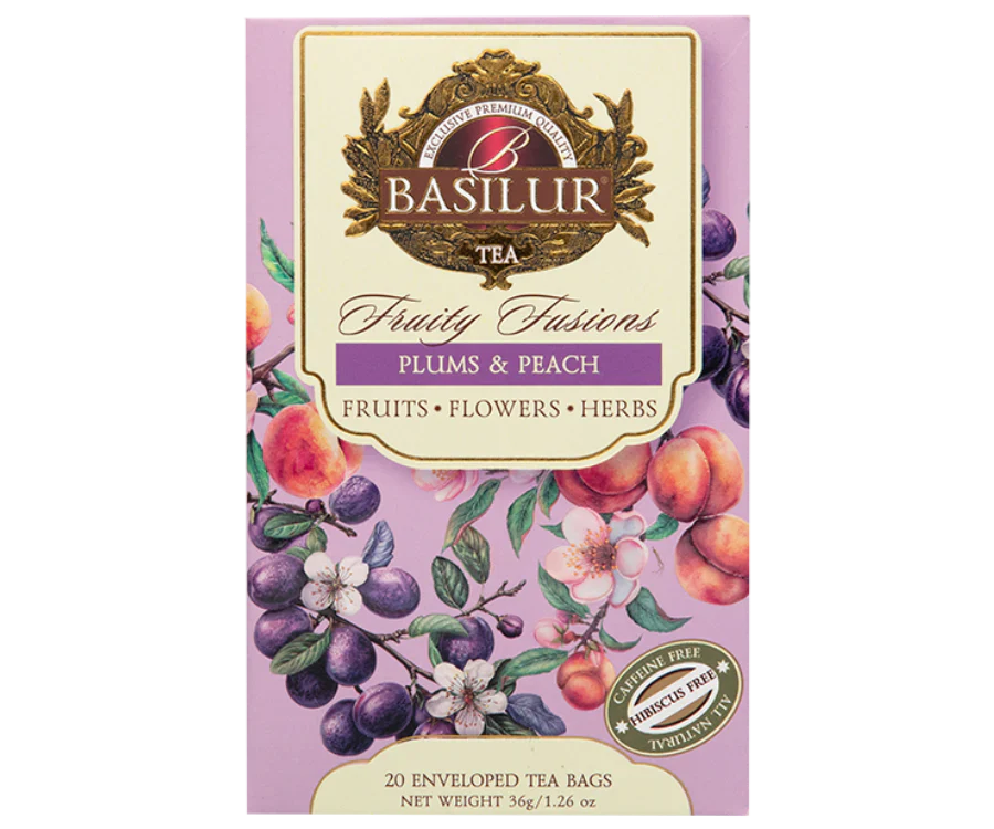 Basilur Plums & Peach Fruit Infusion - 20 Enveloped Tea Bags - Image 2