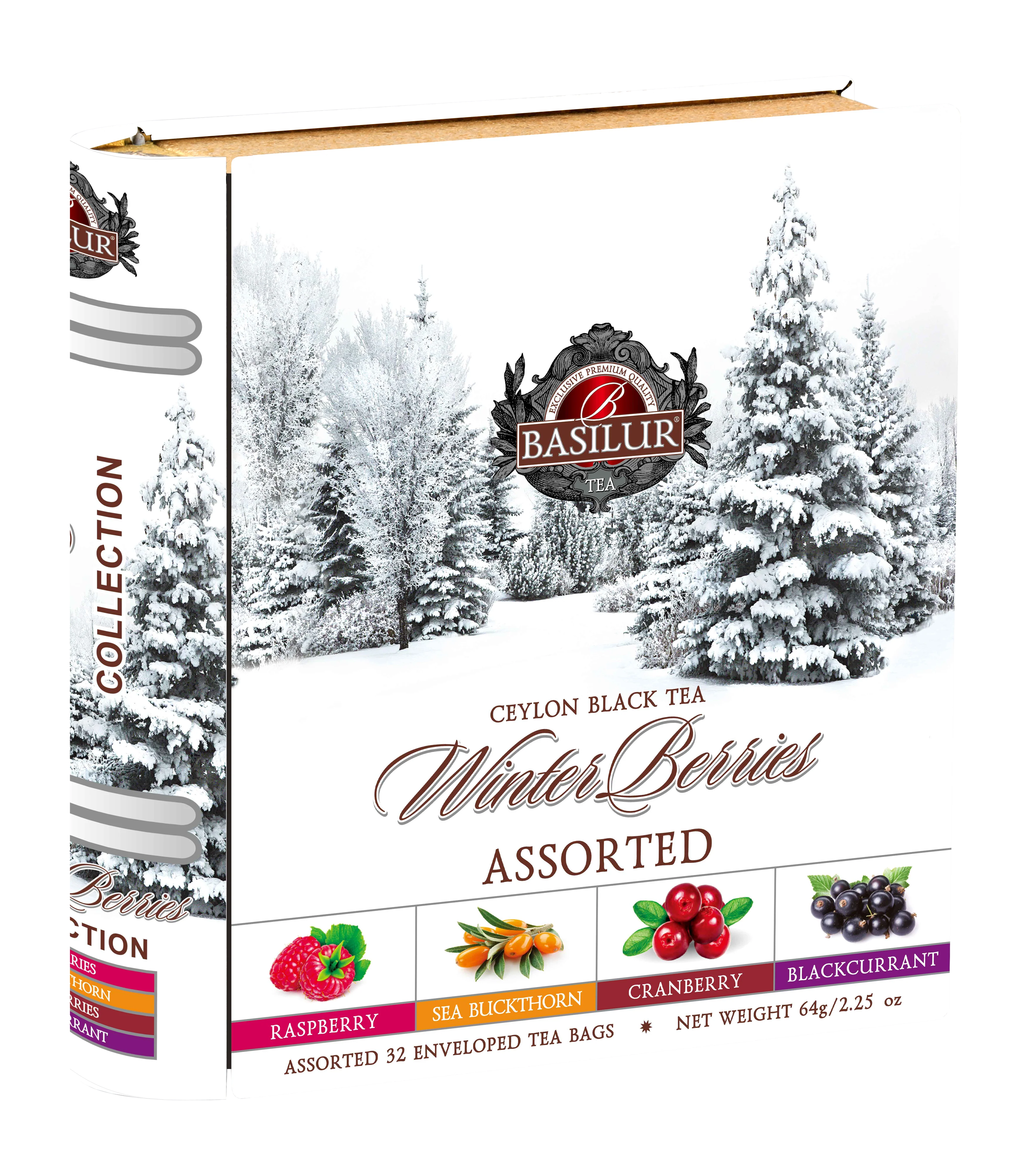 Winter Berries Tea Book - 32 Enveloped Tea Bags - 4 Flavours